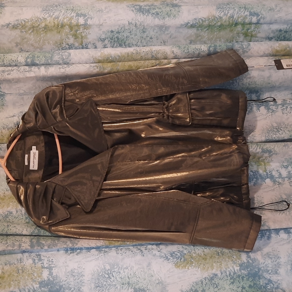 Hilary Radley Green iridescent shiny jacket    fall  sz 2x drawstring  waist